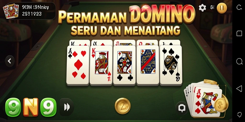 Tampilan utama gameplay 9N9N permainan Domino yang seru.