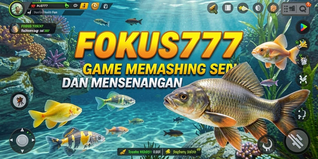 Screenshot gameplay FOKUS777 dengan aksi memancing yang mendebarkan.
