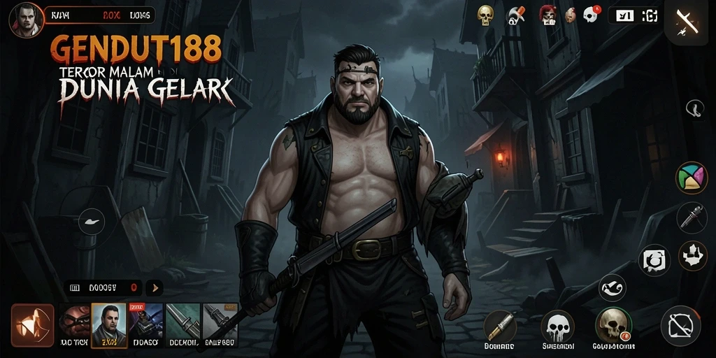 Tampilan gameplay GENDUT188 dengan suasana horor yang menakutkan.