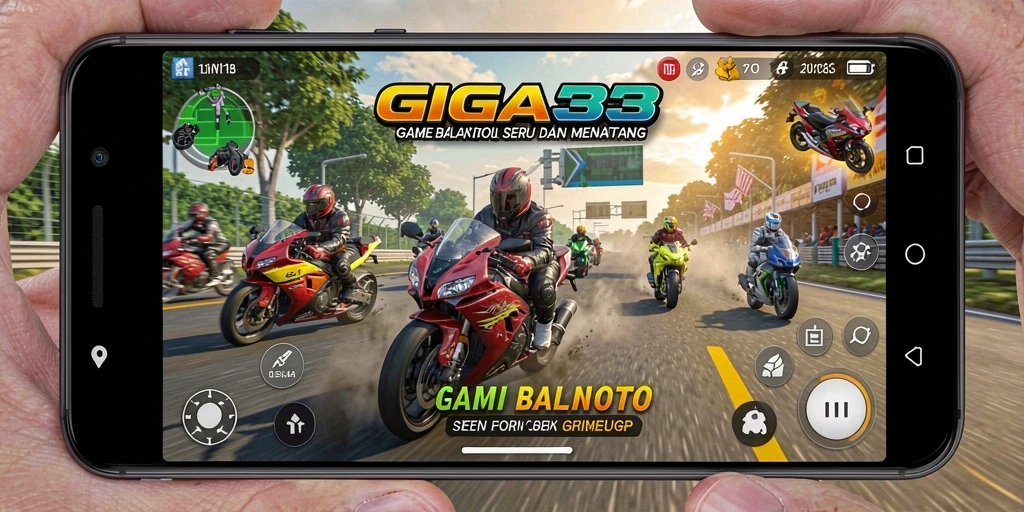Tampilan gameplay GIGA33 yang mendebarkan di trek balap.