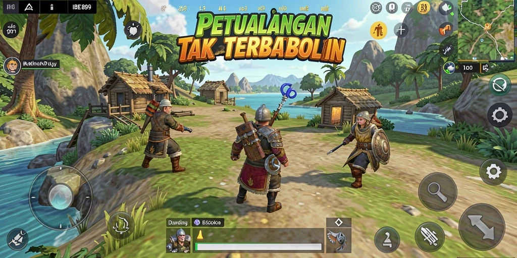 Screenshot gameplay IBET899 menampilkan dunia terbuka yang luas dan interaktif.