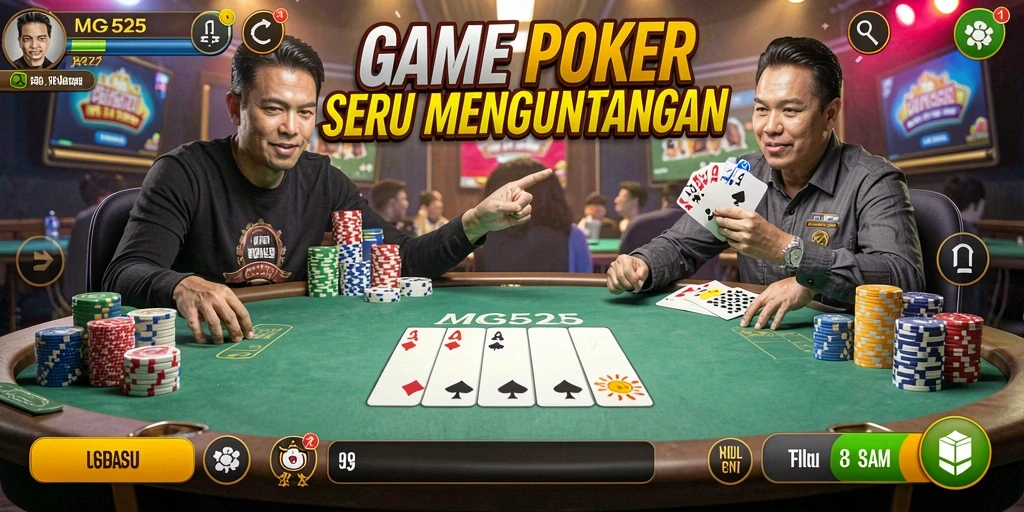 Tampilan gameplay seru di MG525 yang penuh aksi poker.