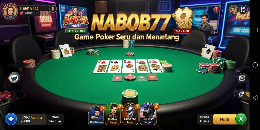 Screenshot NABOB77 menampilkan gameplay Poker yang mendebarkan.