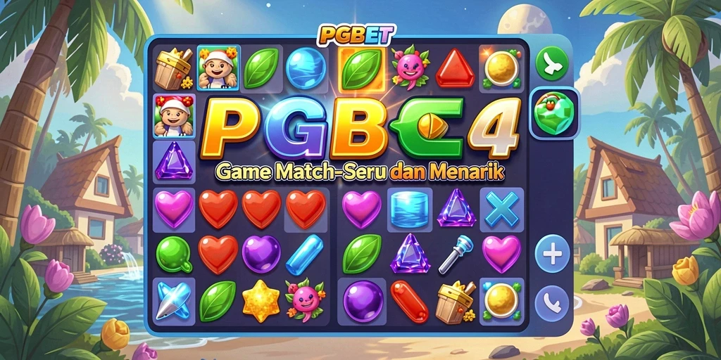 Screenshot PGBET menunjukkan gameplay Match-3 yang menampilkan elemen warna-warni.