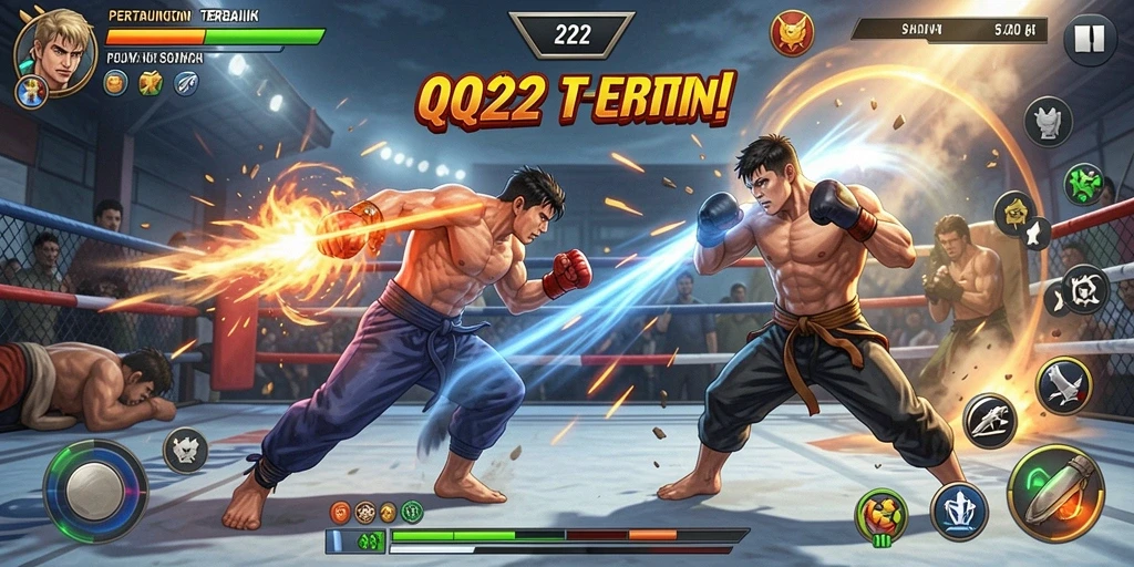 Tampilan gameplay QQ222 menampilkan pertarungan aksi yang mendebarkan.