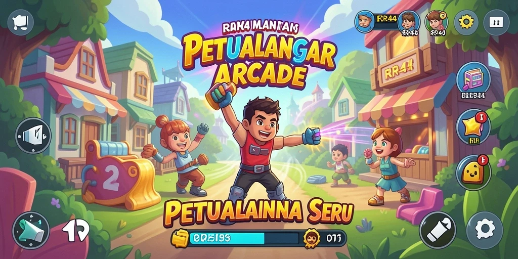 Screenshot menampilkan karakter utama beraksi dalam gameplay yang penuh warna.