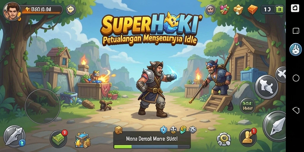 Tampilan gameplay <strong>SUPERHOKI</strong> yang menarik dan menawan dalam genre Idle.