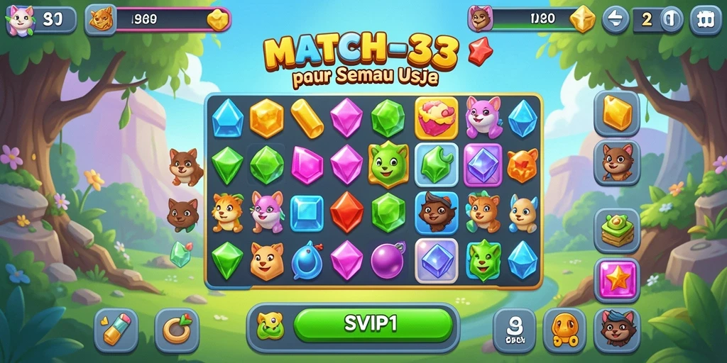Gameplay seru dari SVIP1 dengan tantangan Match-3 yang menarik.