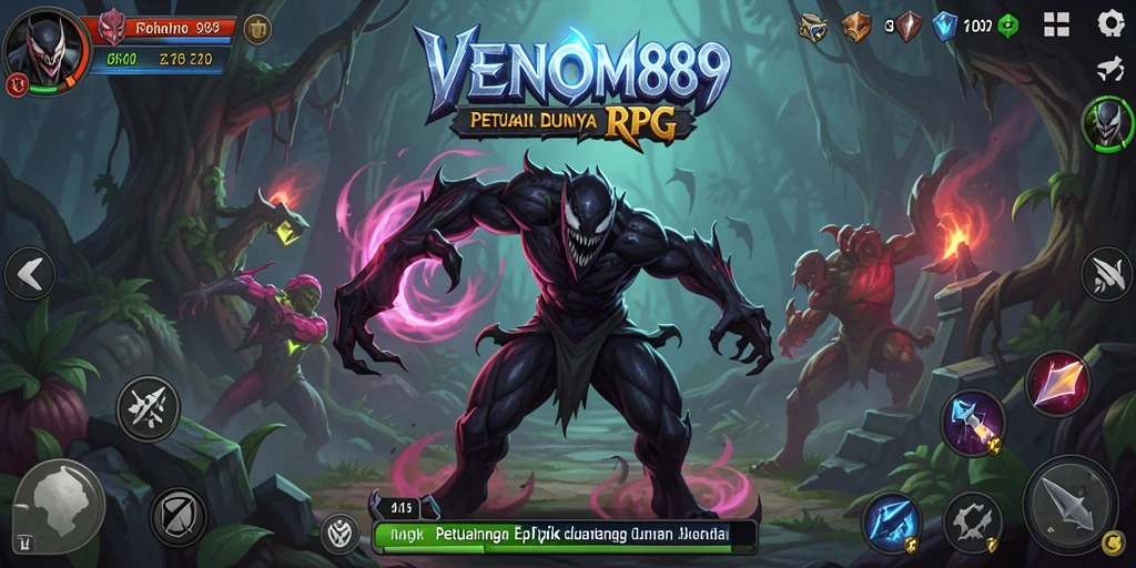 Tangkapan layar menunjukkan gameplay seru dalam <strong>VENOM889</strong> dengan aksi RPG yang mendebarkan.